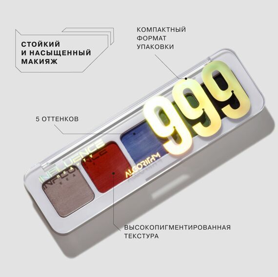 Палетка теней из 5 оттенков ALGORITHM Eyeshadow mini-palette Influence Beauty тон 04