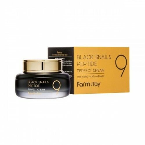 Омолаживающий крем для лица с комплексом из 9 пептидов Black Snail & Peptide9 Perfect Cream FarmStay