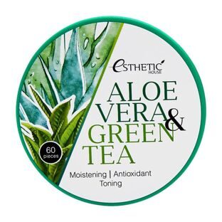 Гидрогелевые патчи с алоэ и зелёным чаем Aloe Vera & Green Tea Hydrogel Eye Patch Esthetic House