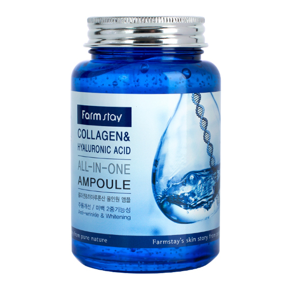 Сыворотка для лица с коллагеном и гиалоурановой кислотой Collagen & Hyaluronic Acid All-in-One Ampoule FarmStay