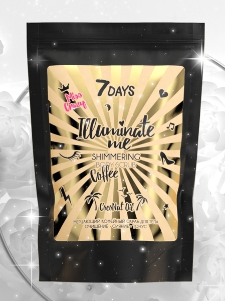 Мерцающий кофейный скраб для тела Miss Crazy 7 DAYS, 200 г
