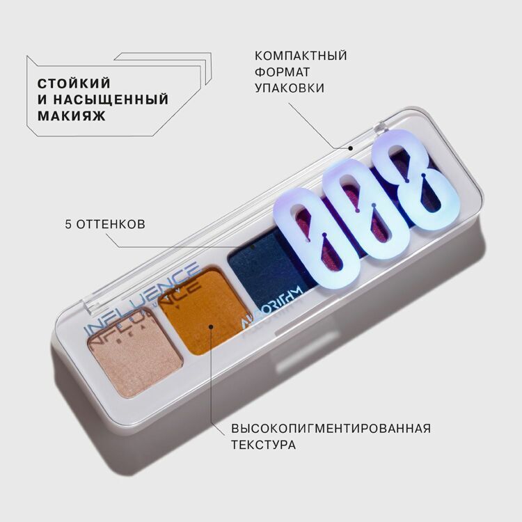 Палетка теней из 5 оттенков ALGORITHM Eyeshadow mini-palette Influence Beauty тон 03