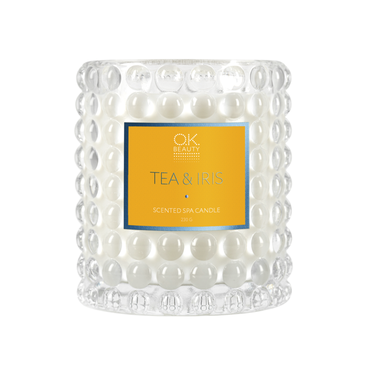 Ароматическая СПА свеча SCENTED SPA CANDLE TEA & IRIS OK BEAUTY