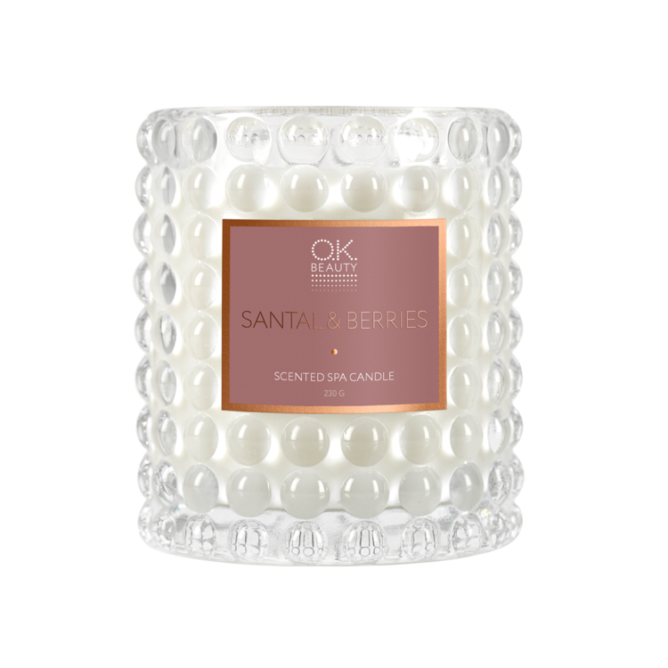 Ароматическая СПА свеча SCENTED SPA CANDLE SANTAL & BERRIES OK BEAUTY