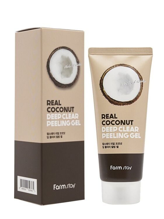 Пилинг-скатка с кокосовым маслом REAL COCONUT DEEP CLEAR PEELING GEL FARM STAY
