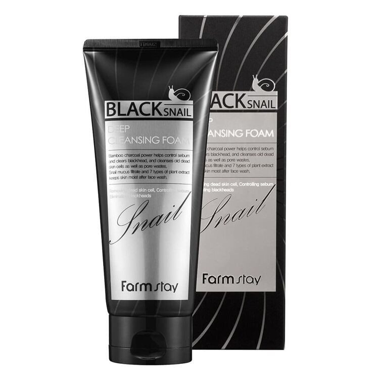 Пенка для лица с муцином черной улитки Black Snail Deep Cleansing Foam FarmStay