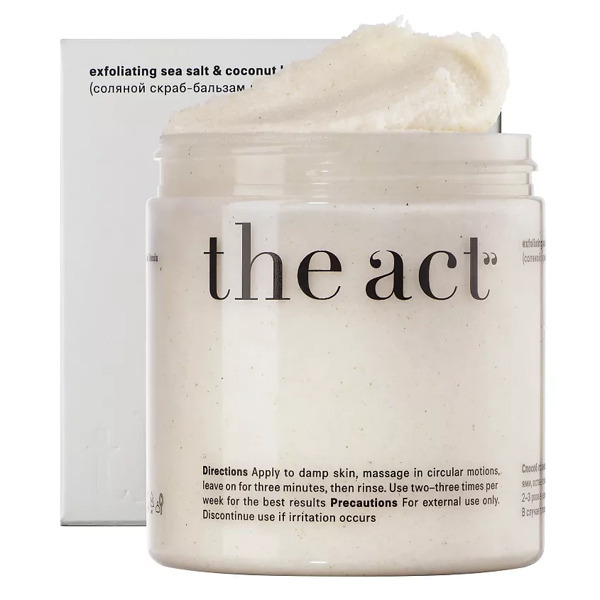 Скраб-бальзам соляной для тела кокос sea salt & coconut body balm, 300g THE ACT
